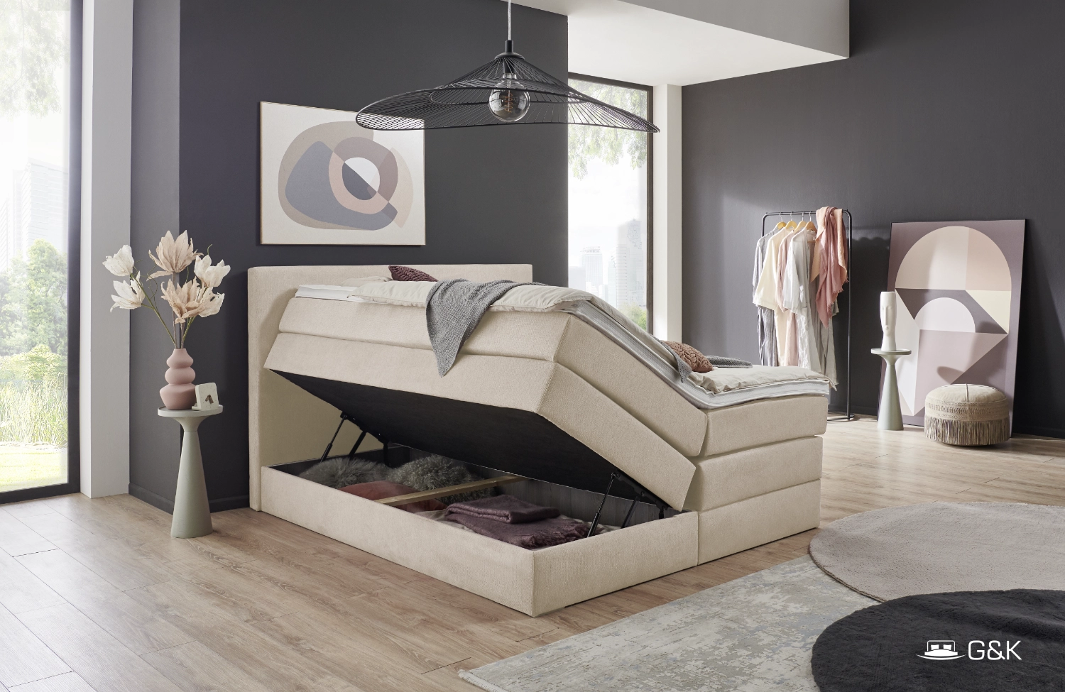 Boxspringbett Helen offener Bettkasten